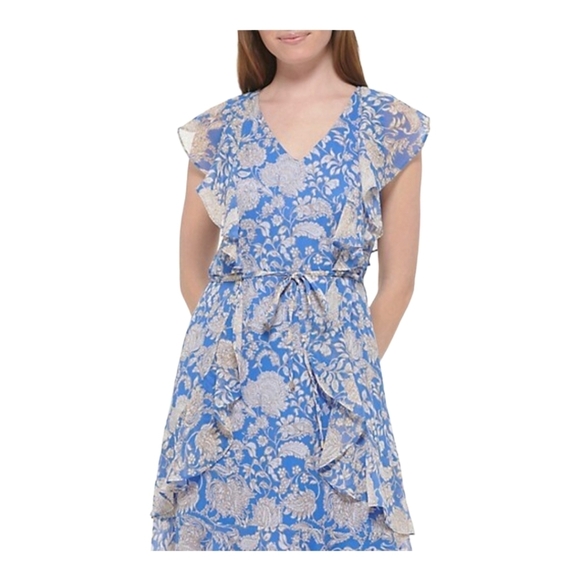Tommy  Hilfiger [12] Sorrento Ruffled Floral Fit-&-Flare Dress - Picture 3 of 3